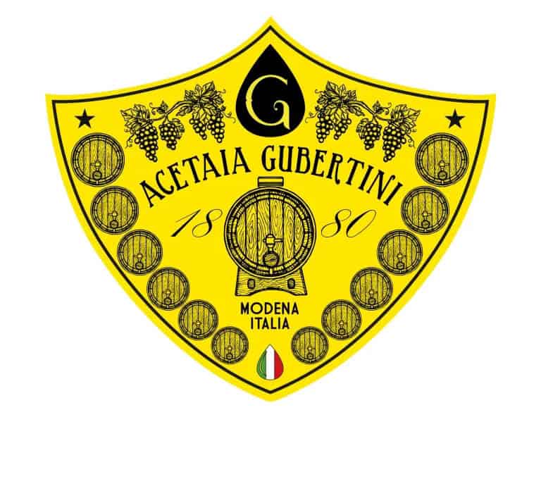 Acetaia Gubertini logo con botti di aceto balsamico tradizionale.